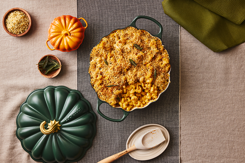 Macaroni And Cheese With Squash & Crunchy Hazelnut Butter And Sage Breadcrumbs